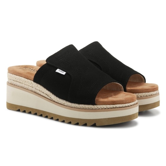 Toms Shoes - Toms Adria wedge platform sandal black canvas NWT